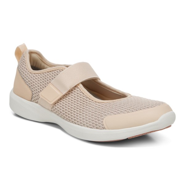 Vionic Trainers Ireland - Jessica Mary Jane Sneaker Beige - Womens Shoes In Store | EIXUY-9126